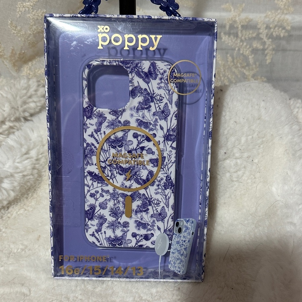 Xo poppy 16e/15/14/13 floral butterfly iPhone case